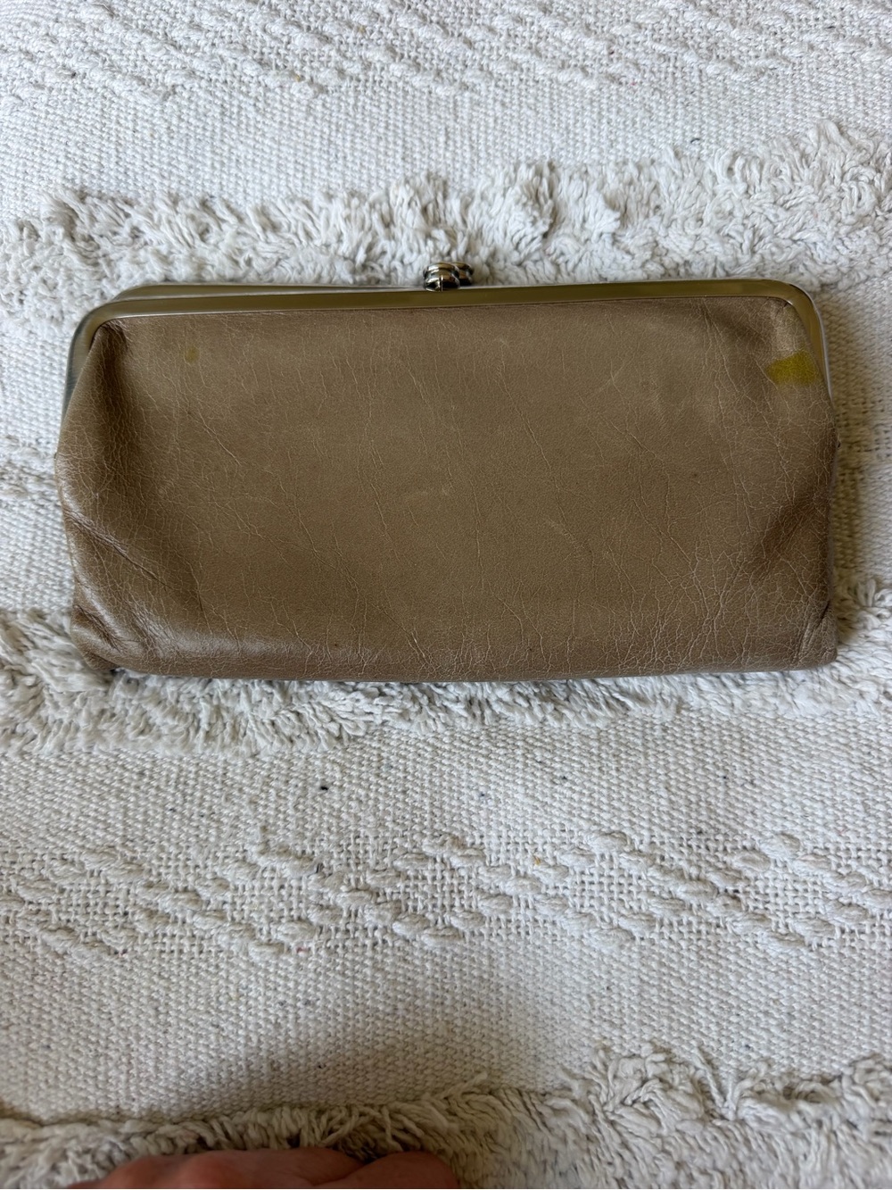 HOBO Taupe Leather Kiss-Lock Wallet